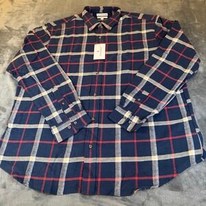 Saddlebred Flannel Shirt Long Sleeve Classic Fit Navy Plaid Mens XXL 2XL NWT